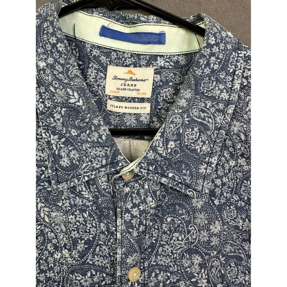 Tommy Bahama jeans island crafted Island modern fit shirt Blue paisley print XXL